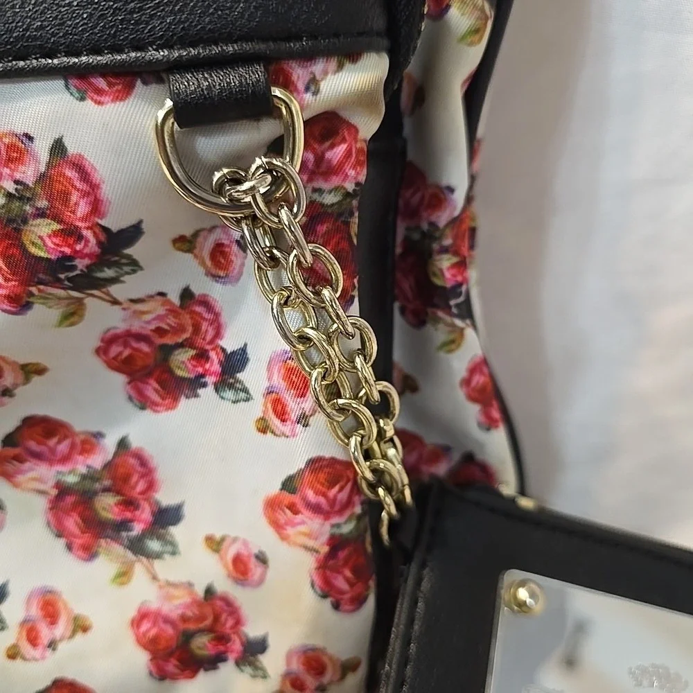 Juicy Couture Varsity Bloom Rose Floral Mid‎ Crossbody Bag Purse White Pink